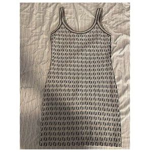 Fendi White Jacquard-knit Mini Casual Dress